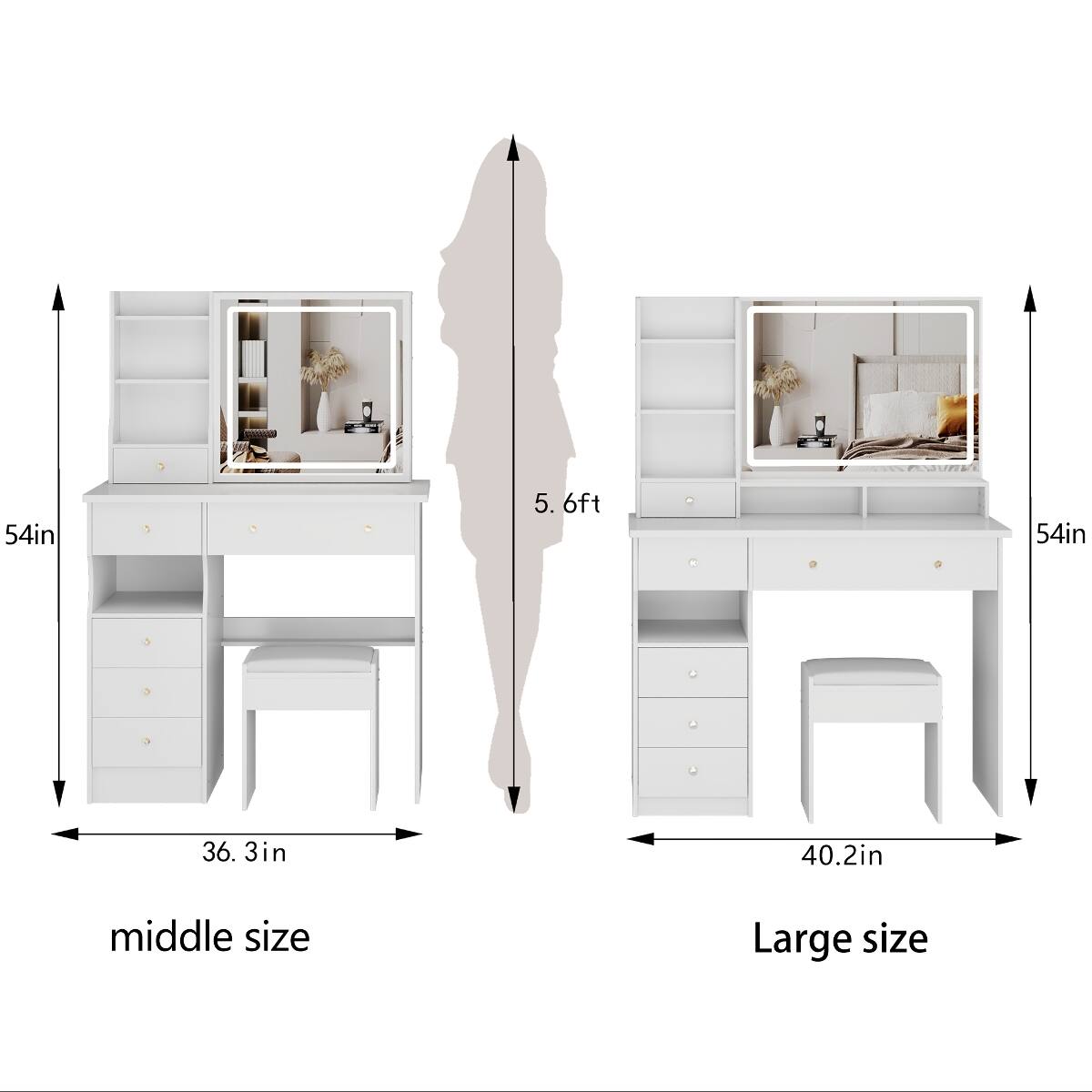 54in  
5.6ft  
54in  
36.3in  
40.2in  
middle size  
Large size