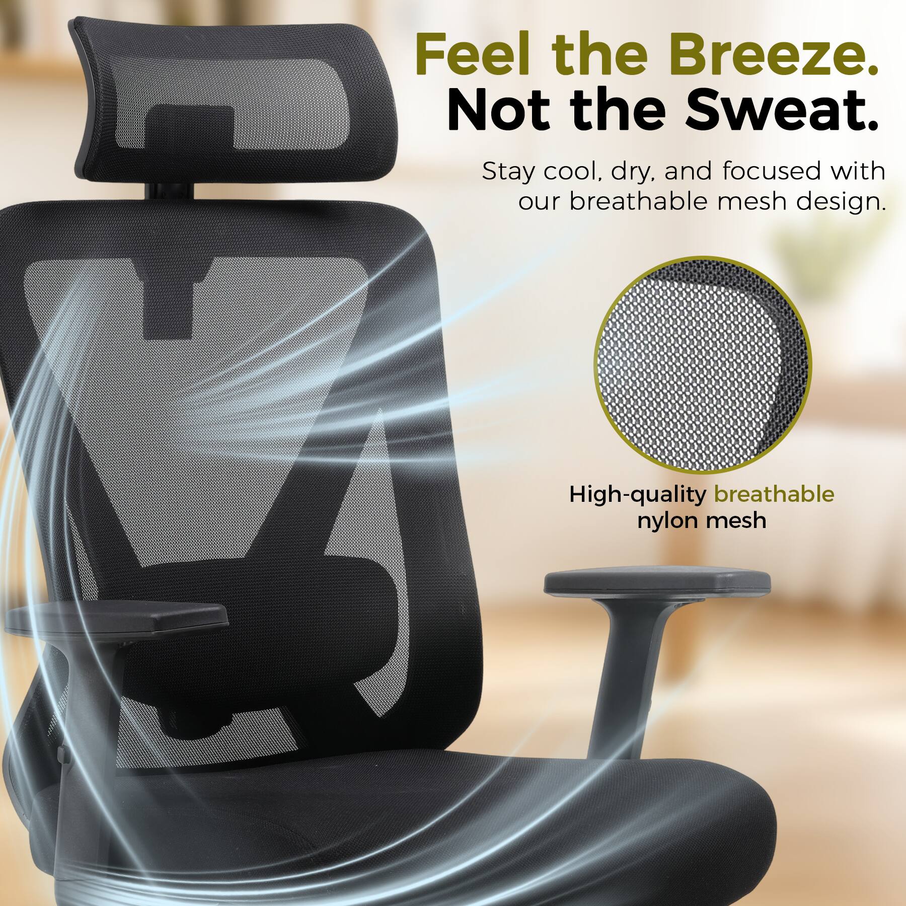 Feel the Breeze.  
Not the Sweat.  
Stay cool, dry, and focused with our breathable mesh design.  
High-quality breathable nylon mesh