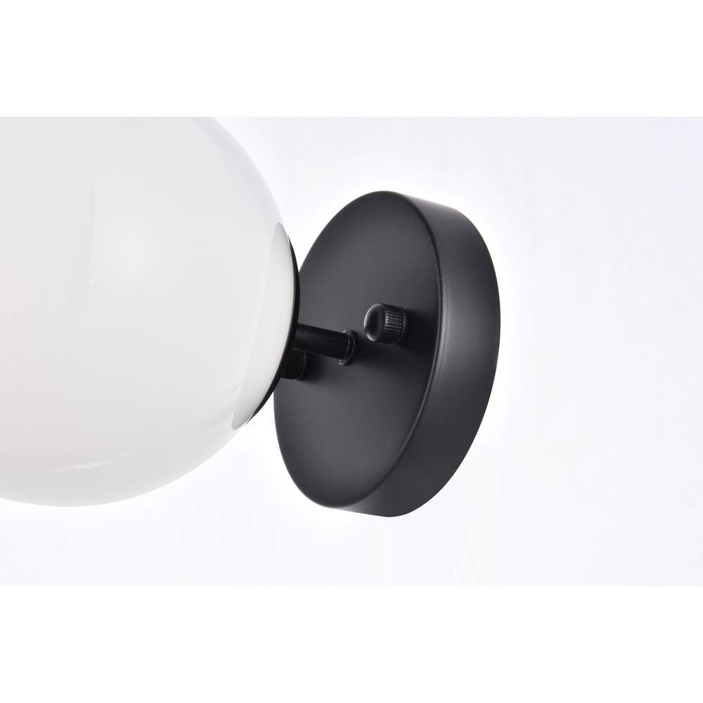 Alt View 3. Living District - Mimi six inch dual flush mount and bath sconce in black with frosted glass - Black And Frosted White.