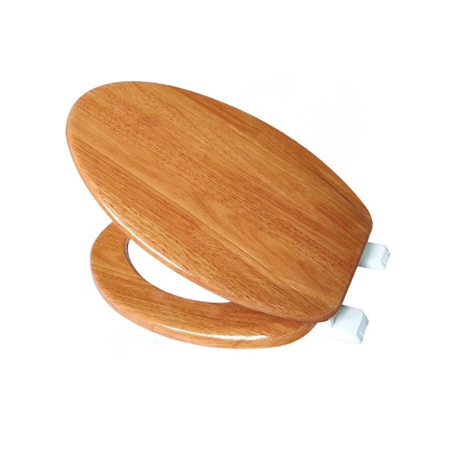 Front. J&V TEXTILES - Elongated Toilet Seat With Easy Clean & Change Hinge - Wooden.