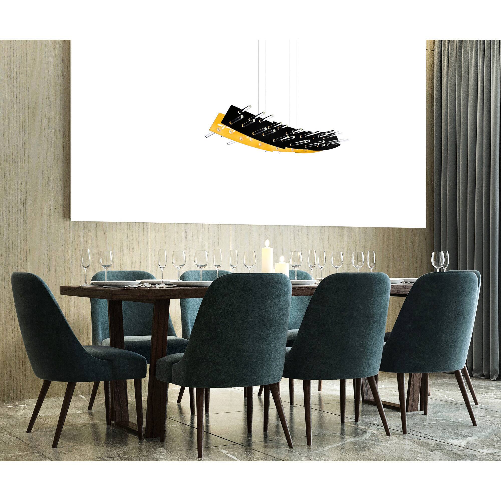 Alt View 2. CWI Lighting - Gondola LED Chandelier With Black Finish - Black & Satin Gold.