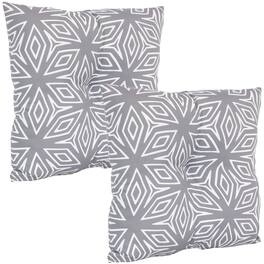 Sunnydaze - Outdoor Square Tufted Back Cushion - 19 in - Gray Geometric