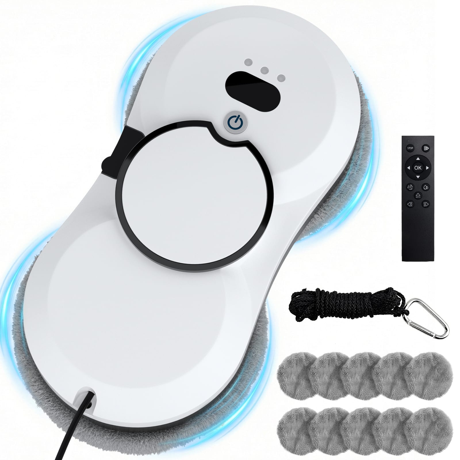 Topteng - 5600Pa AI Window Cleaning Robot -Auto Water Spray, Smart Path Planning, Edge Detection & Safety Rope for High-Rise Glass