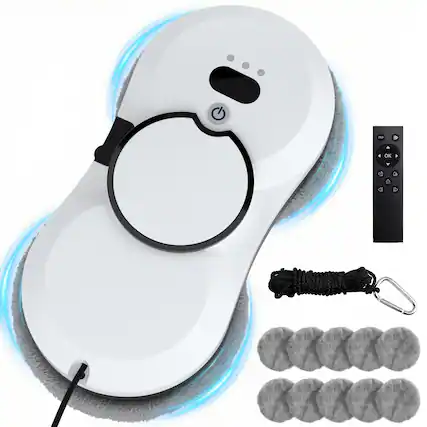 Front. Topteng - 5600Pa AI Window Cleaning Robot -Auto Water Spray, Smart Path Planning, Edge Detection & Safety Rope for High-Rise Glass.