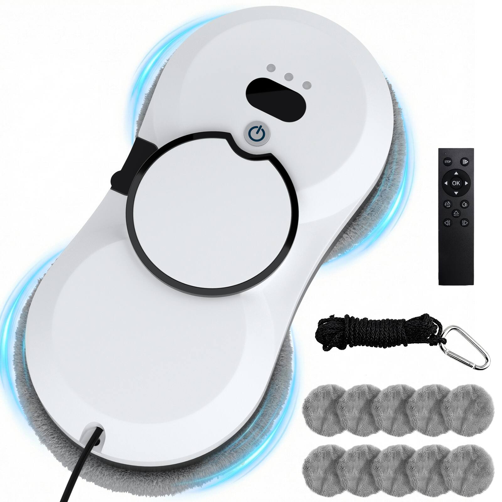 Front. Topteng - 5600Pa AI Window Cleaning Robot -Auto Water Spray, Smart Path Planning, Edge Detection & Safety Rope for High-Rise Glass.