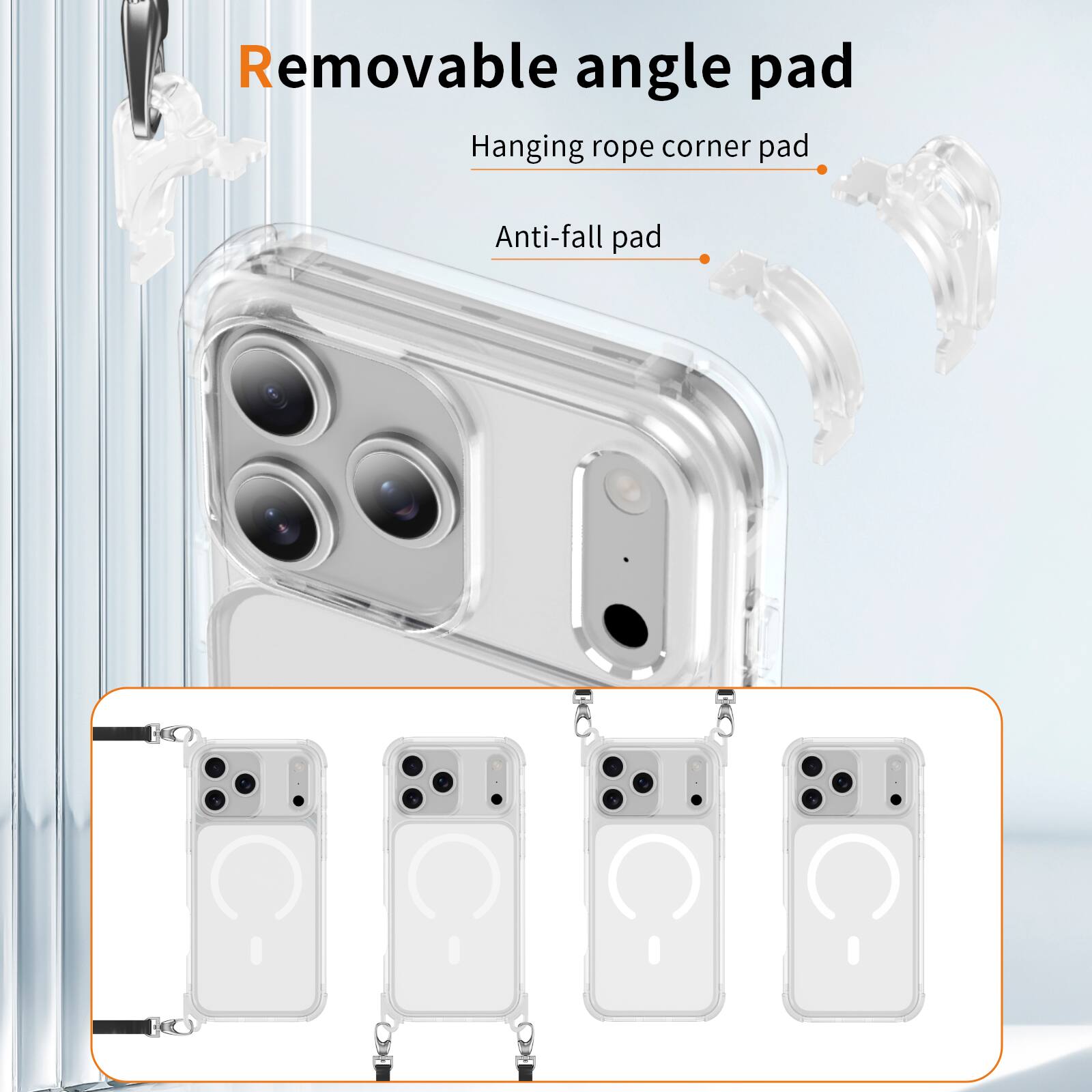 Removable angle pad  
Hanging rope corner pad  
Anti-fall pad