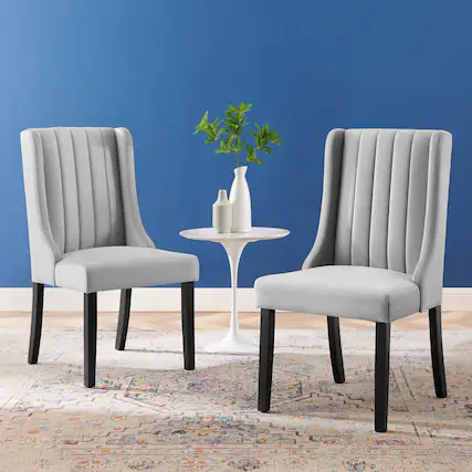 Front. Modway - Renew Parsons Performance Velvet Dining Side Chairs Set of 2 by Modway - Light Gray.