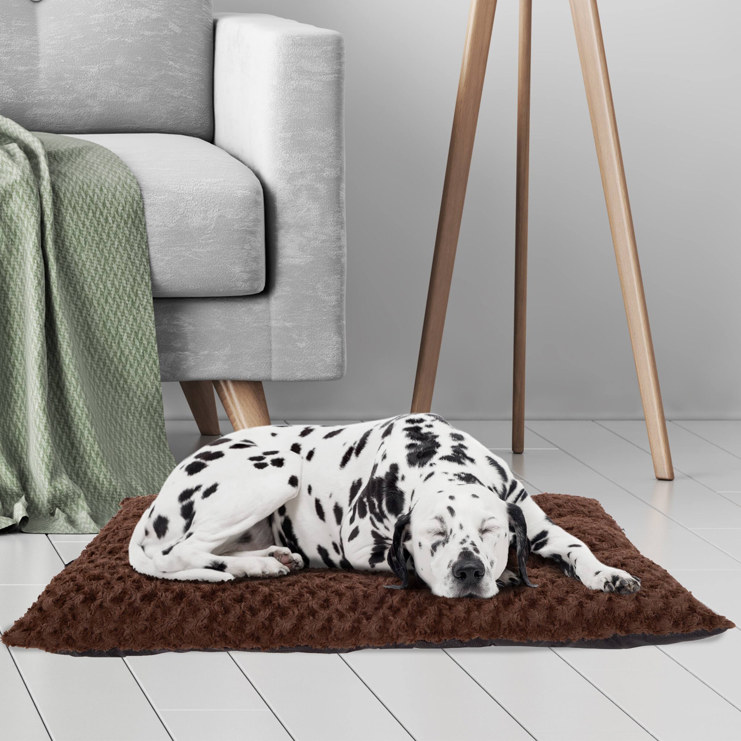 Alt View 1. PetMaker - Dog Bed 42x26 Large Pet Pillow and Crate Pad with Faux Fur Sleep Surface and Non-Slip Bottom Machine Washable Dog Bed - Chocolate Brown.