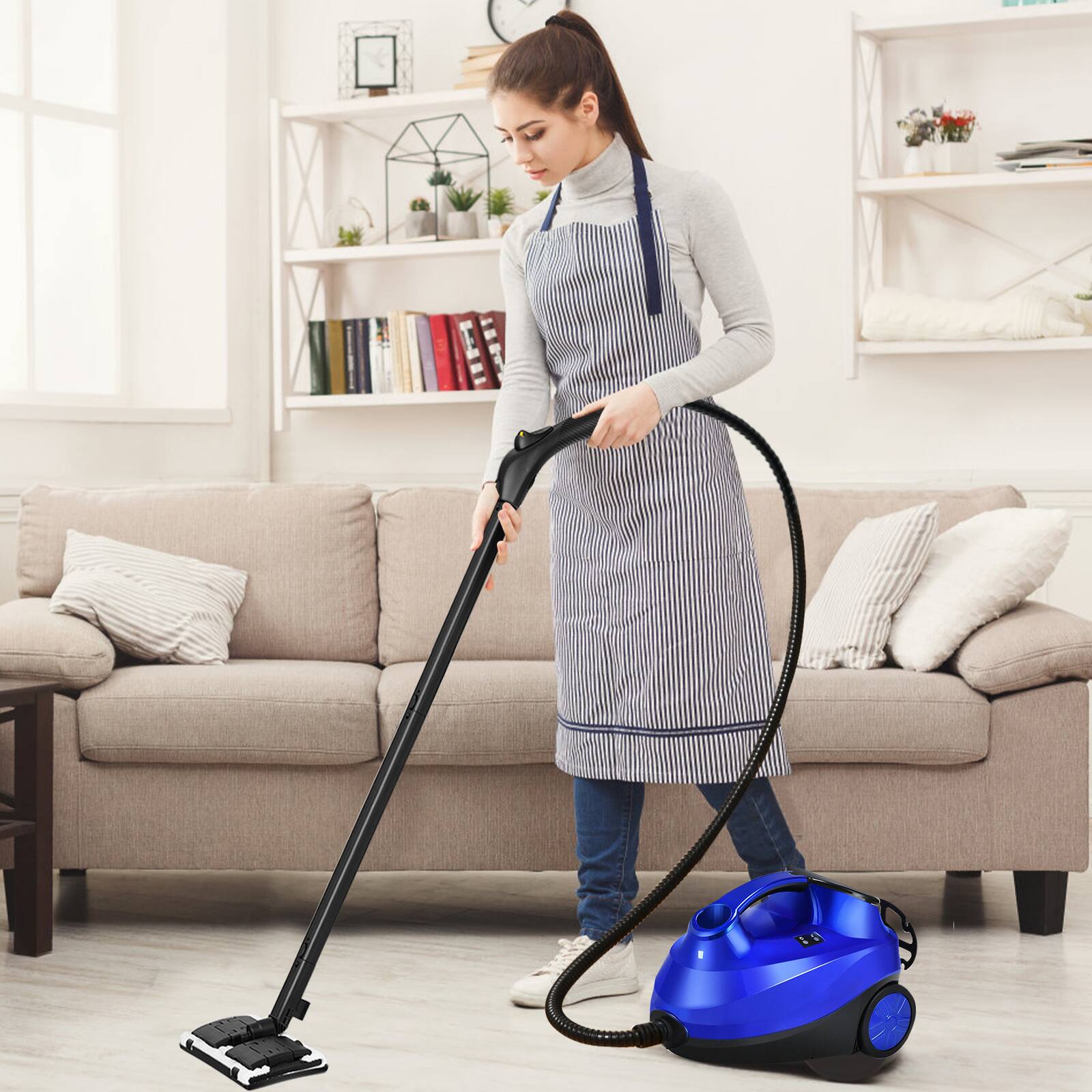 Alt View 8. Ecooso - 2000W Heavy-Duty Steam Cleaner Mop, Detachable Handheld Steamer, Multi-Surface Deep Cleaning for Floors & Tile - Blue.