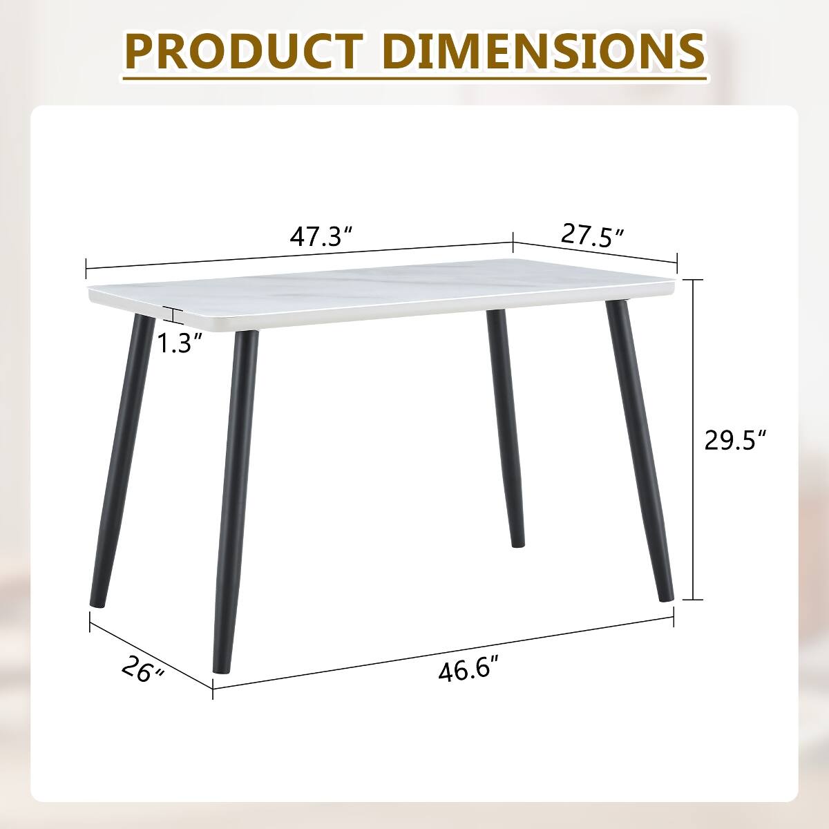 Loheer Rectangular Dining Table for 4 to 6 People, Tempered Glass Top ...