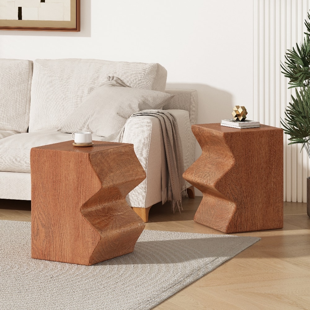 Loheer - MGO Side Table Set of 2 Rectangular Outdoor Side Tables Faux Wood Garden Stools Accent Table Color - Natural price history on PriceWatchPro
