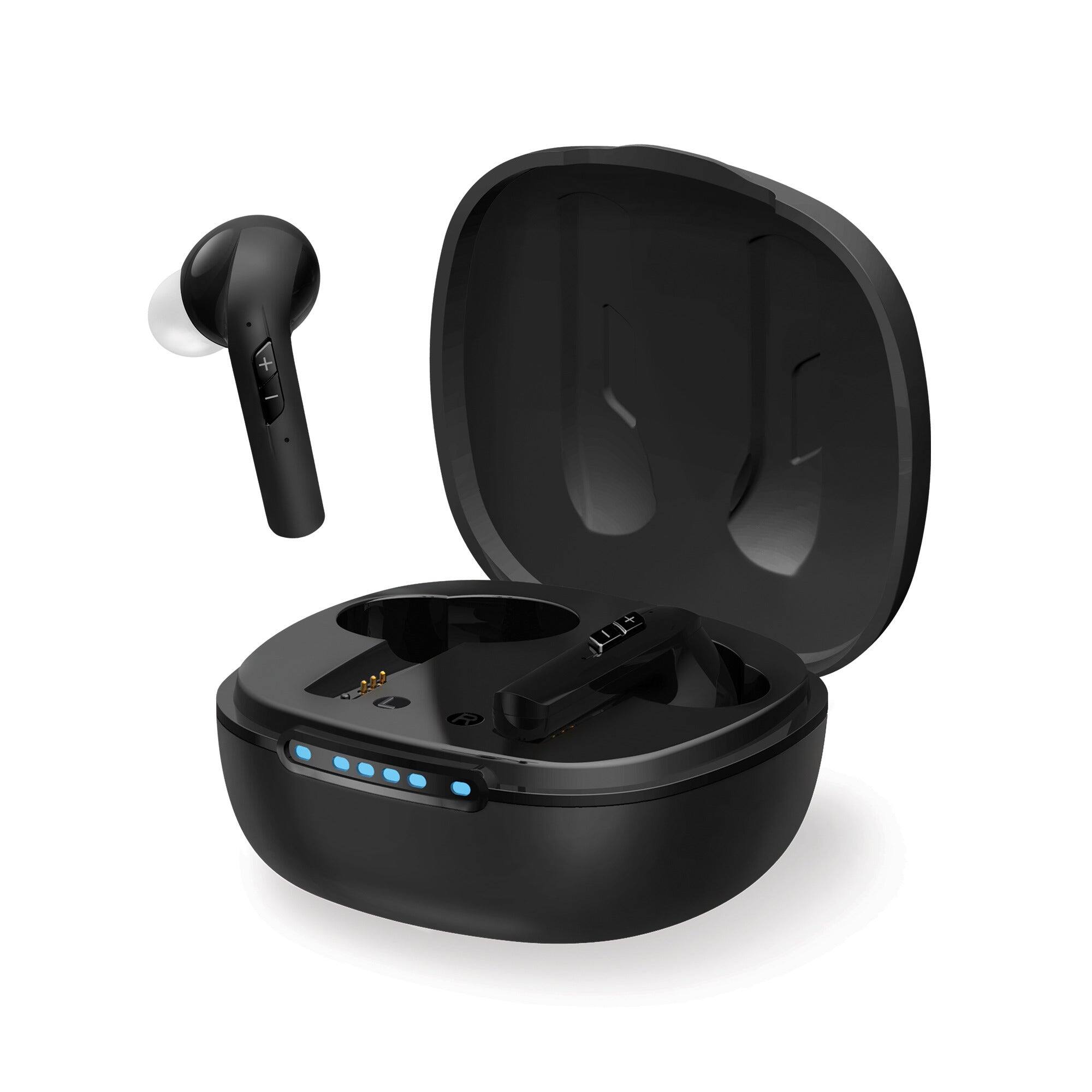 Angle. Harmonix - Elevate Self-Fitting OTC Hearing Aids - Rechargeable with Charging Case, Bluetooth Streaming, 4 Programs - Black.