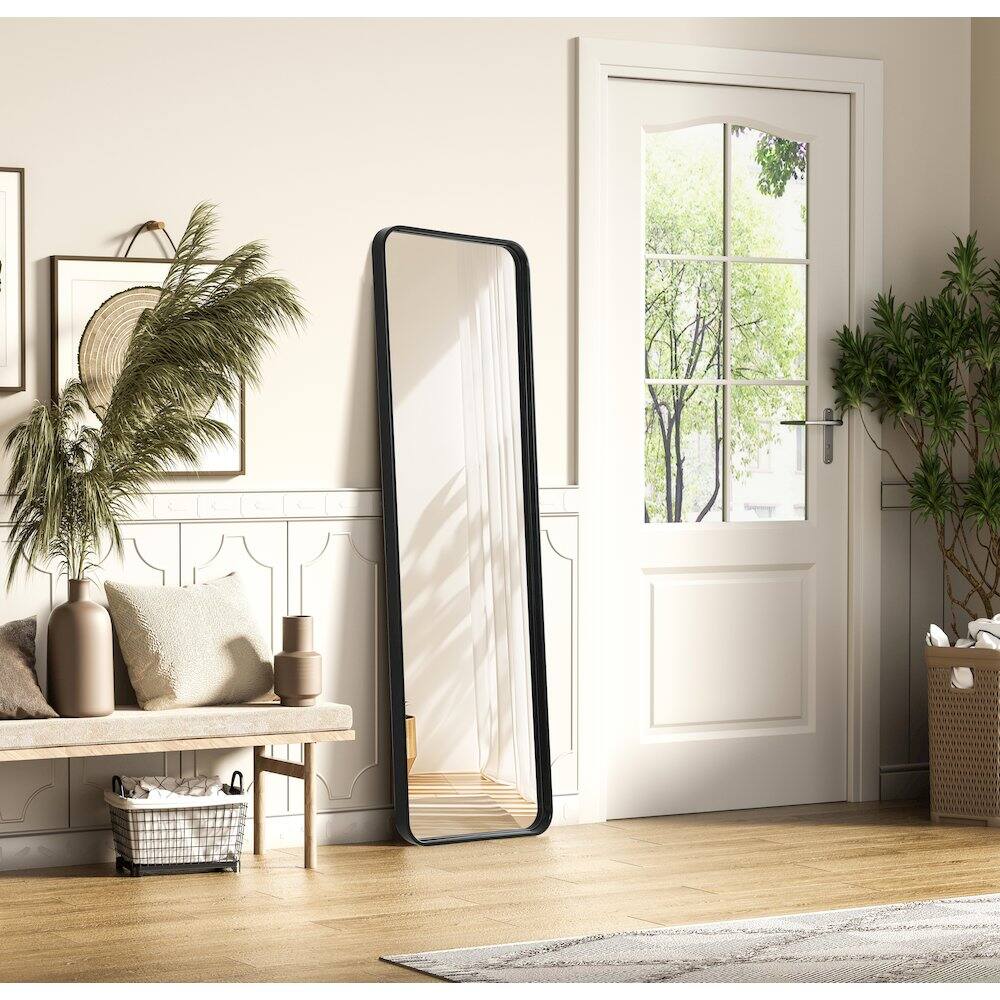 Alt View 6. Elegant Decor - Contour Metal Rectangle Mirror 18x60 in Black - Black.