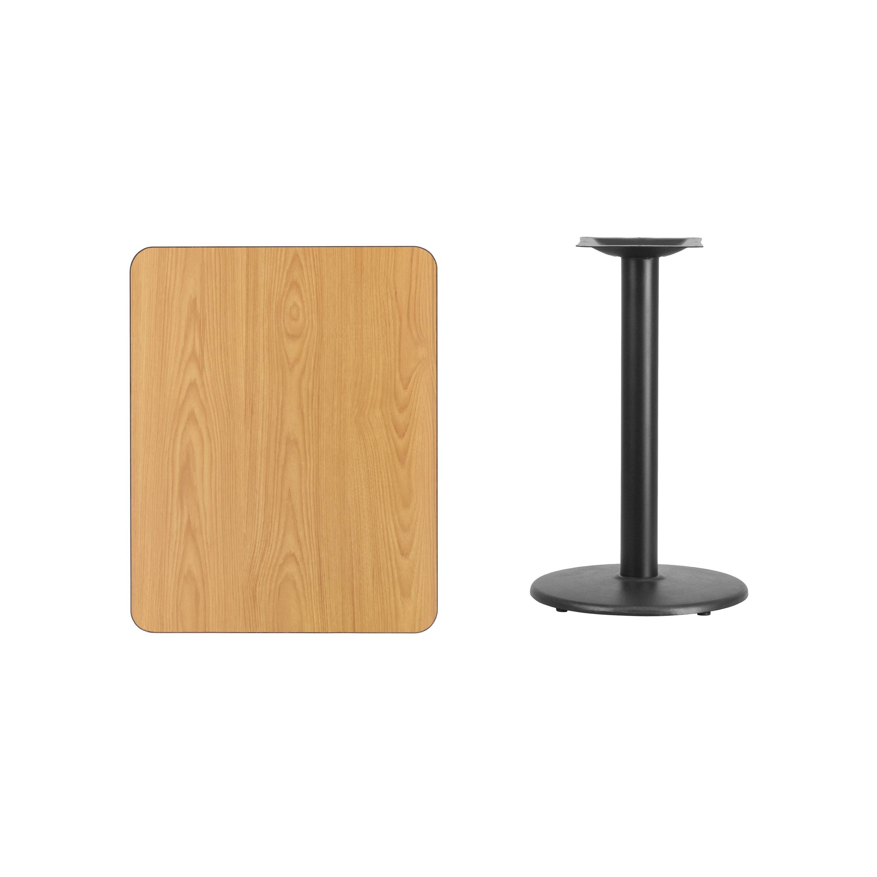 Alt View 2. Emma + Oliver - 24"x30" Rectangular Laminate Table with 18" Round Table Base - Natural.