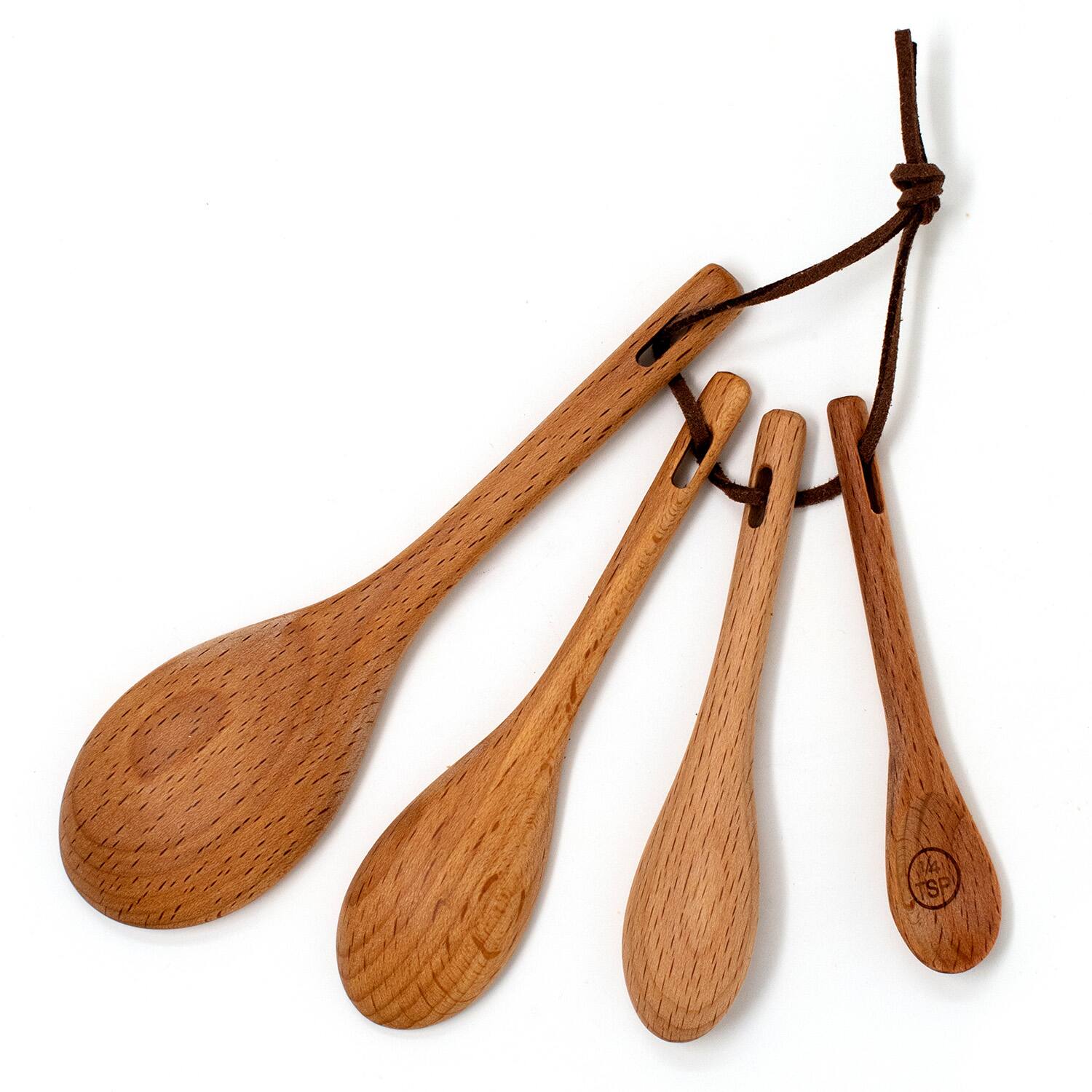 Alt View 3. Norpro - Beechwood Measuring Spoons, Set of 4 - Brown.