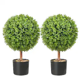 VEVOR - 2x Artificial Boxwood Ball Ø40,6cm Garden Deco Boxwood in Flowerpot Ball Artificial Boxwood Ball Artificial Plant - Green