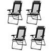 Front. Gymax - Gymax 4PC Folding Chairs Adjustable Reclining Chairs with Headrest Patio Garden Black - Black.