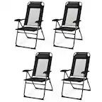 Front. Gymax - Gymax 4PC Folding Chairs Adjustable Reclining Chairs with Headrest Patio Garden Black - Black.