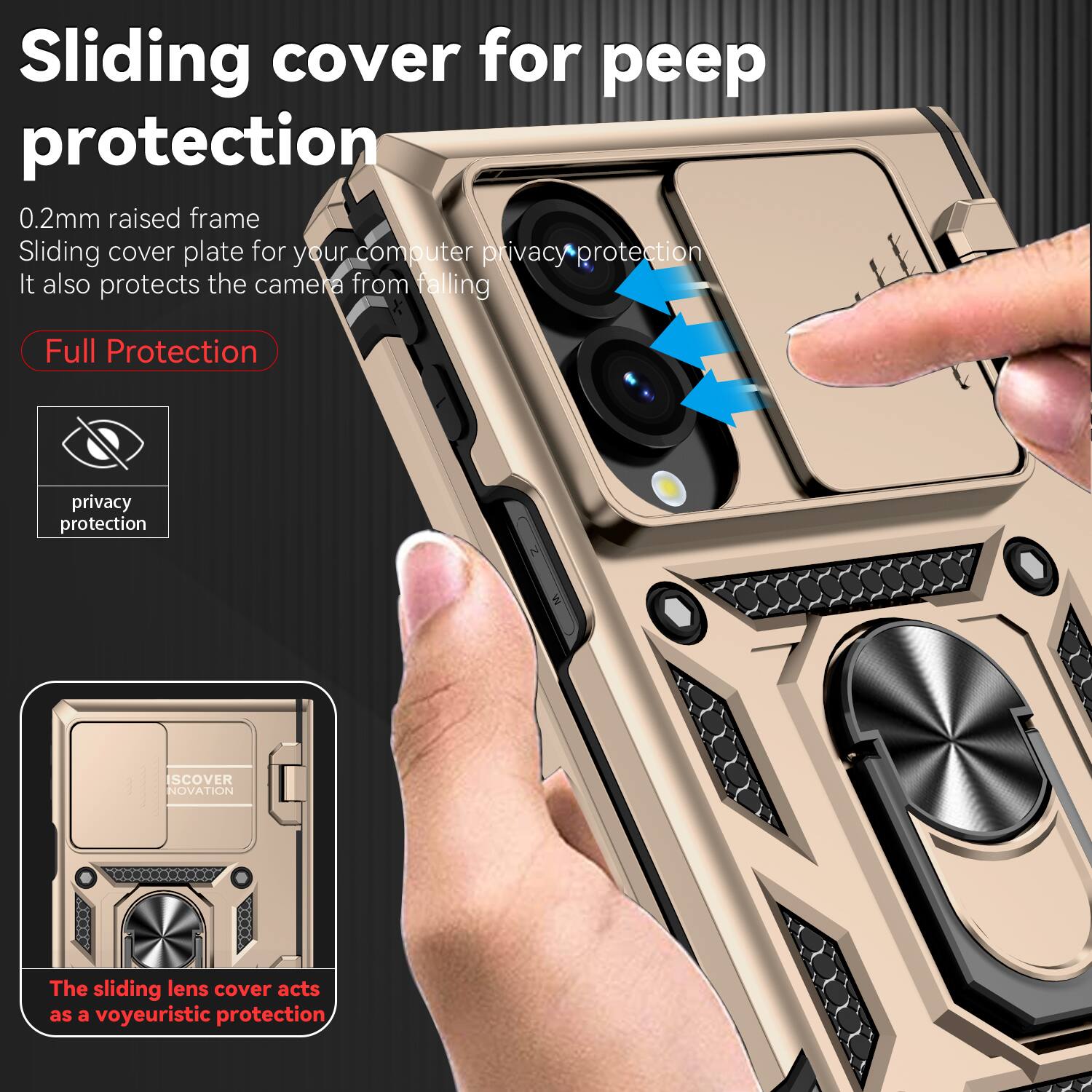 Dteck For Samsung Galaxy Z Fold8 Heavy Duty Rugged Case Sliding Lens ...