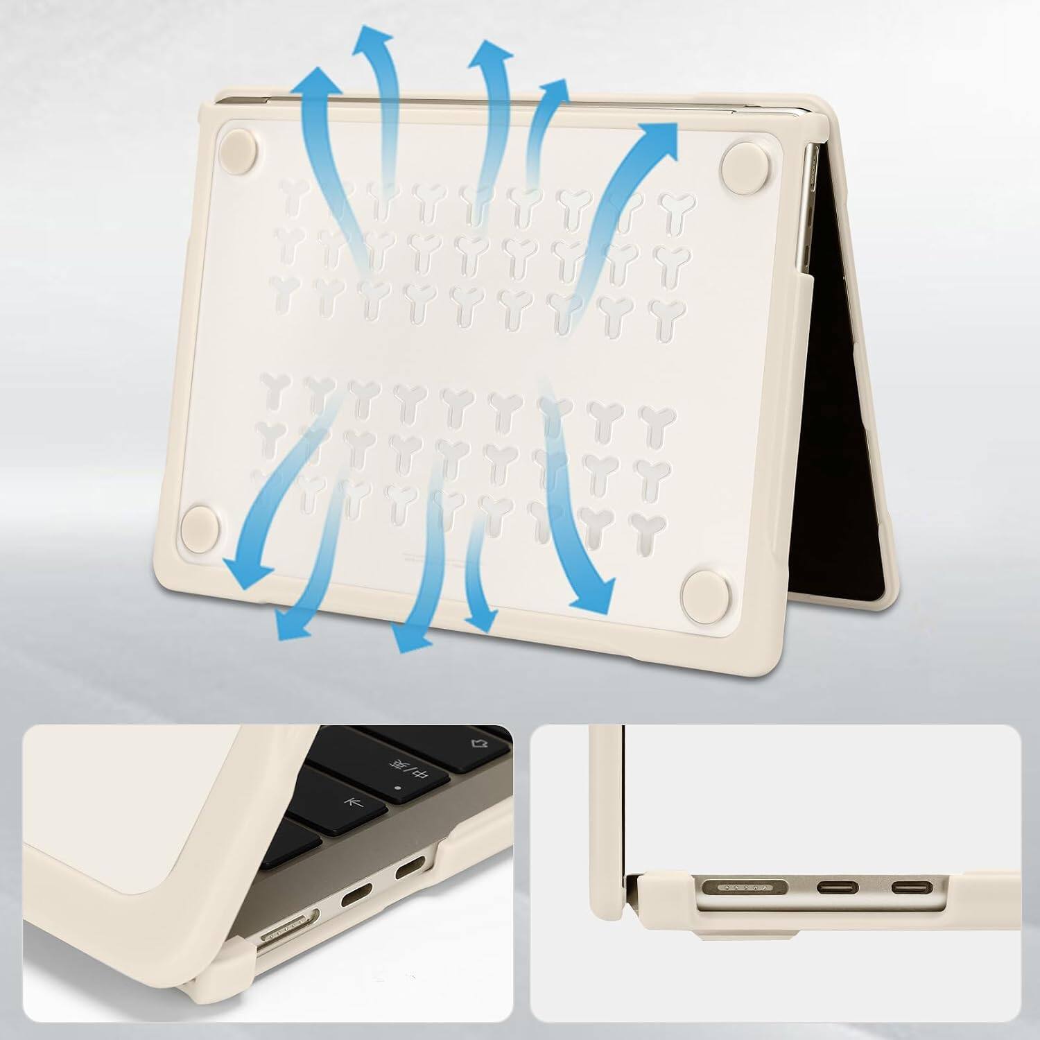 Alt View 1. mosiso - For MacBook Air 13.6 inch M5 M4 M3 M2 A3449 A3240 A3113 A2681 2026-2022, Crack-Resistant Hard Case with Soft TPU Bumper - Starlight.