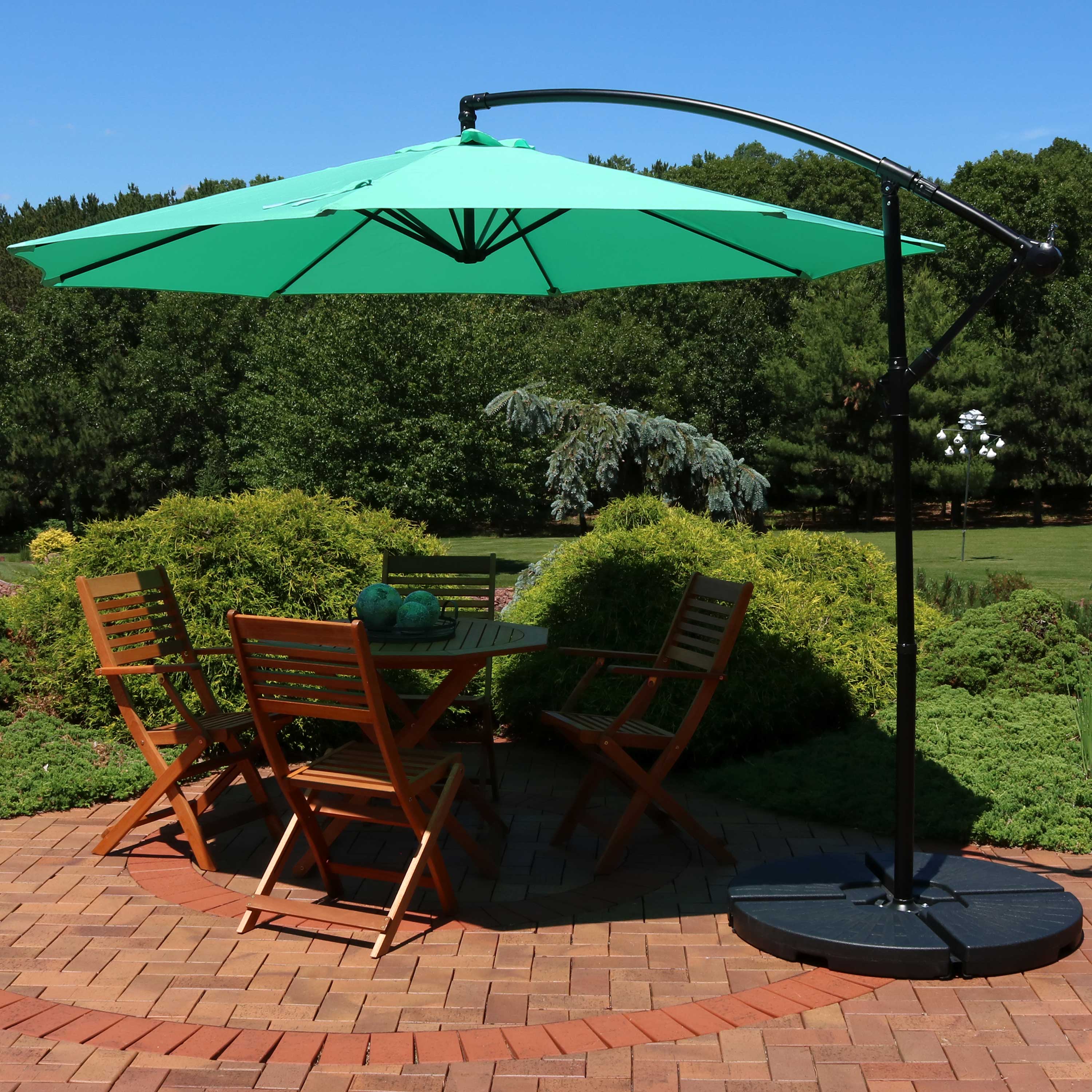 Alt View 3. Sunnydaze - 9.5 ft Cantilever Offset Patio Umbrella with Crank - Seafoam.