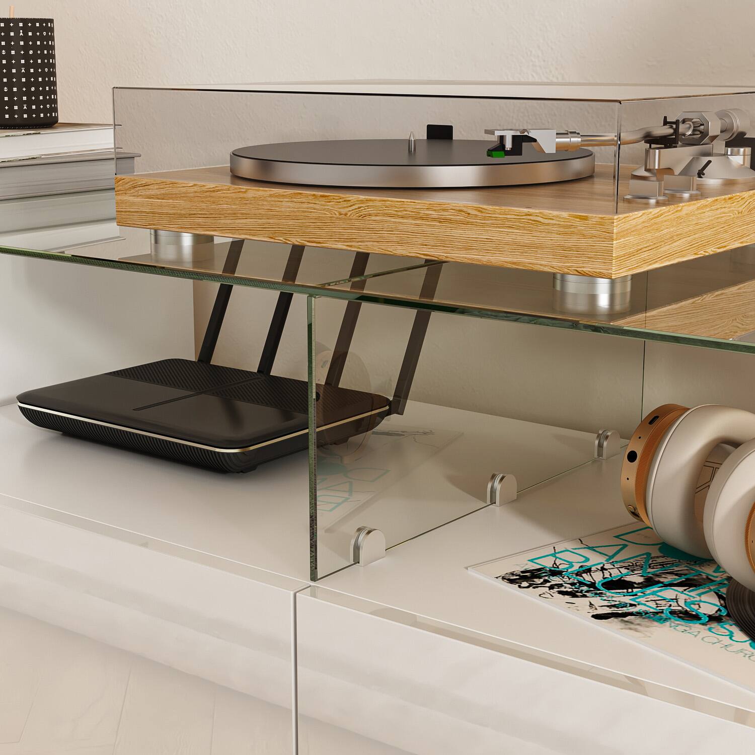 Alt View 9. Famapy - Famapy High - Gloss TV Stand: 65 - Inch TV Fit, LED - Lit & Modern Storage - White.