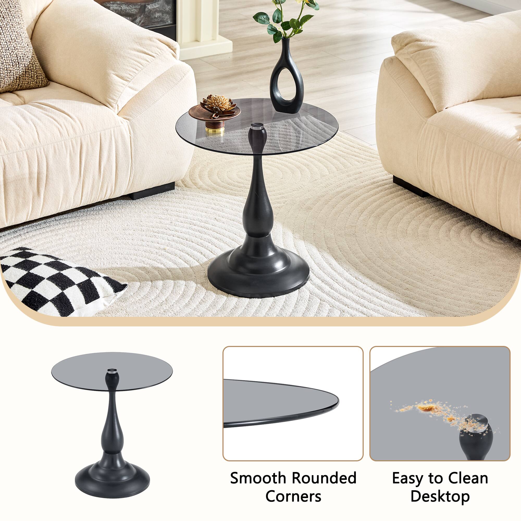 Smooth Rounded Corners  
Easy to Clean Desktop