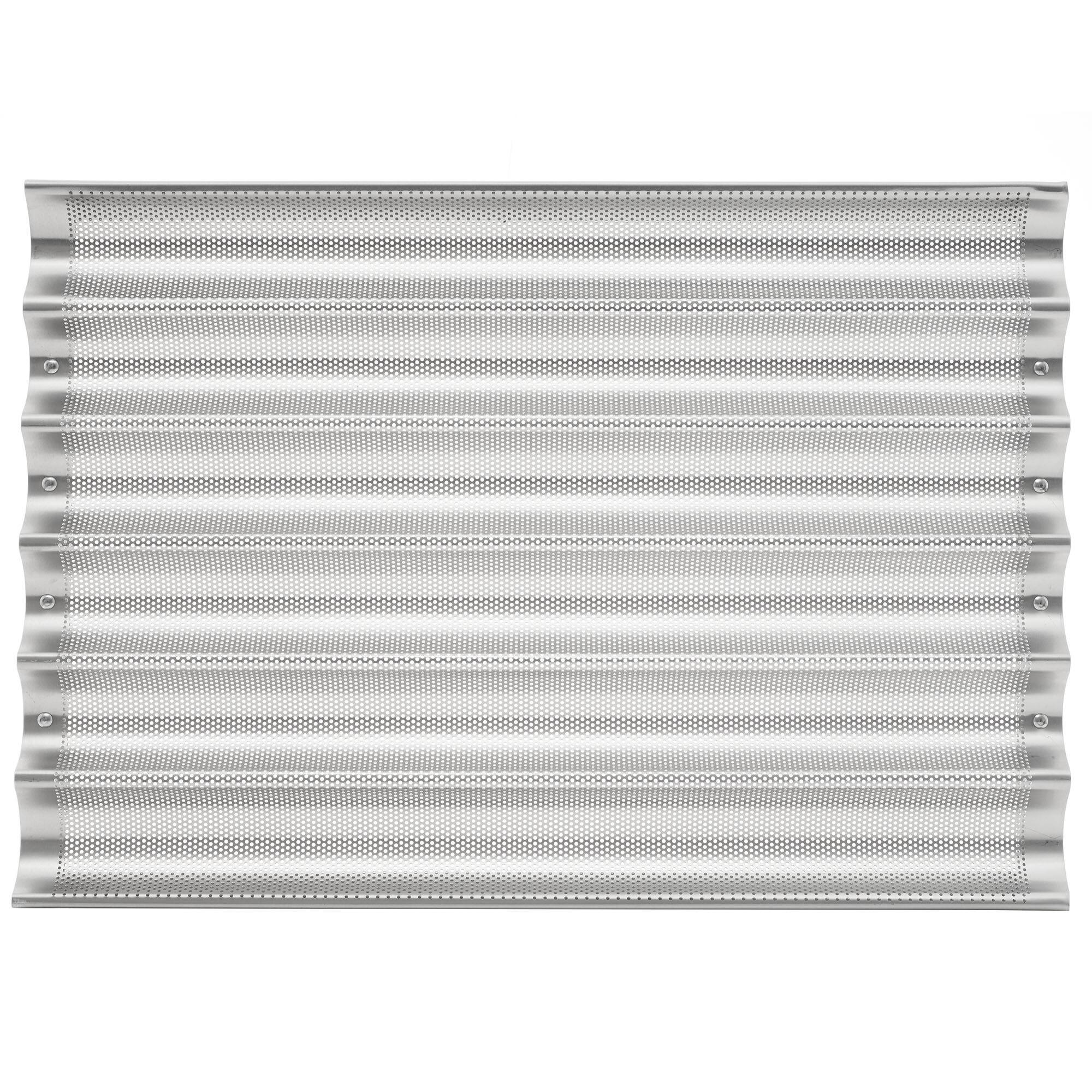 Alt View 3. GRIDMANN - Commercial 18 x 26-in Perforated Aluminum Baguette Pan - 6 Slot Loaf Pan - Silver.