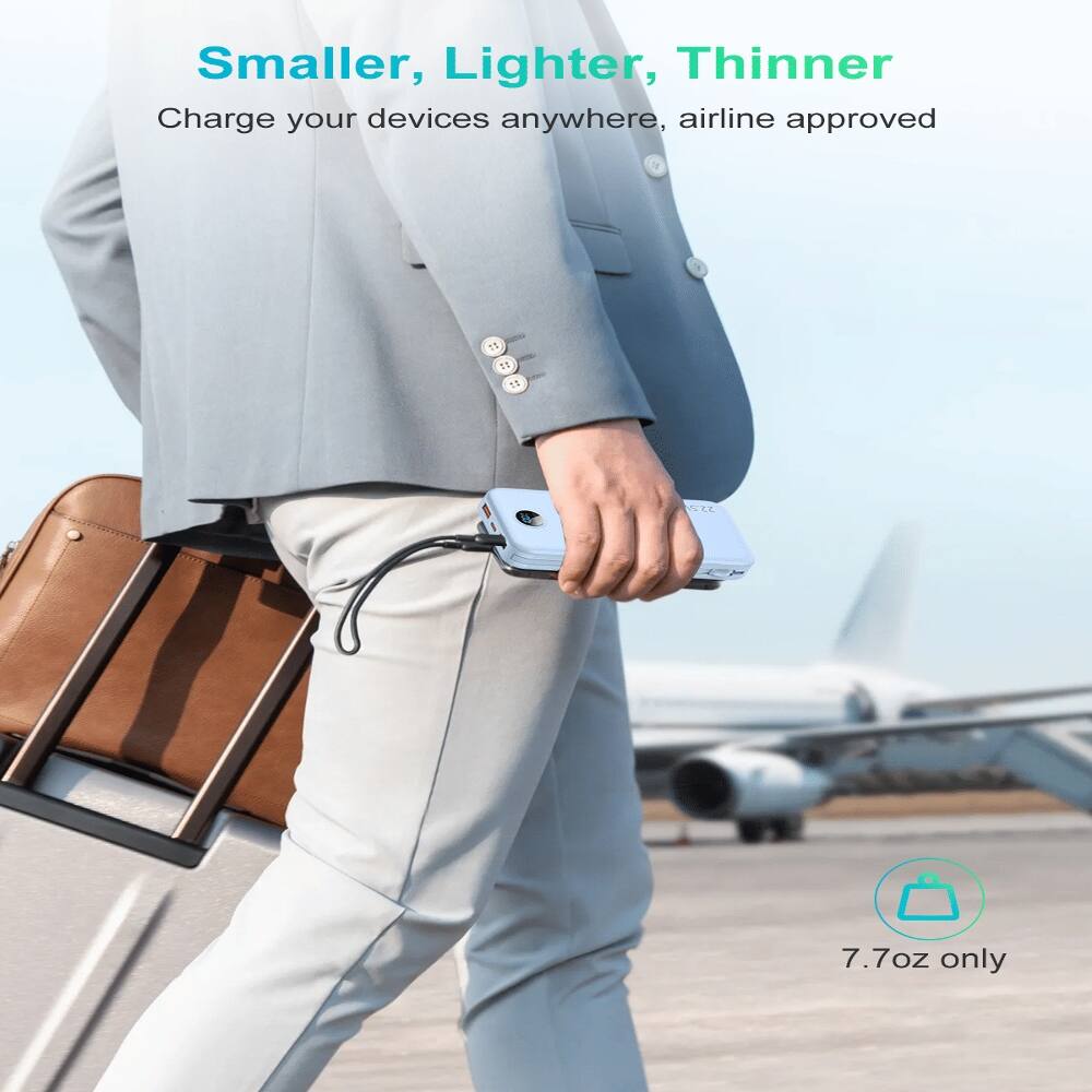 Smaller, Lighter, Thinner  
Charge your devices anywhere, airline approved  
7.7oz only