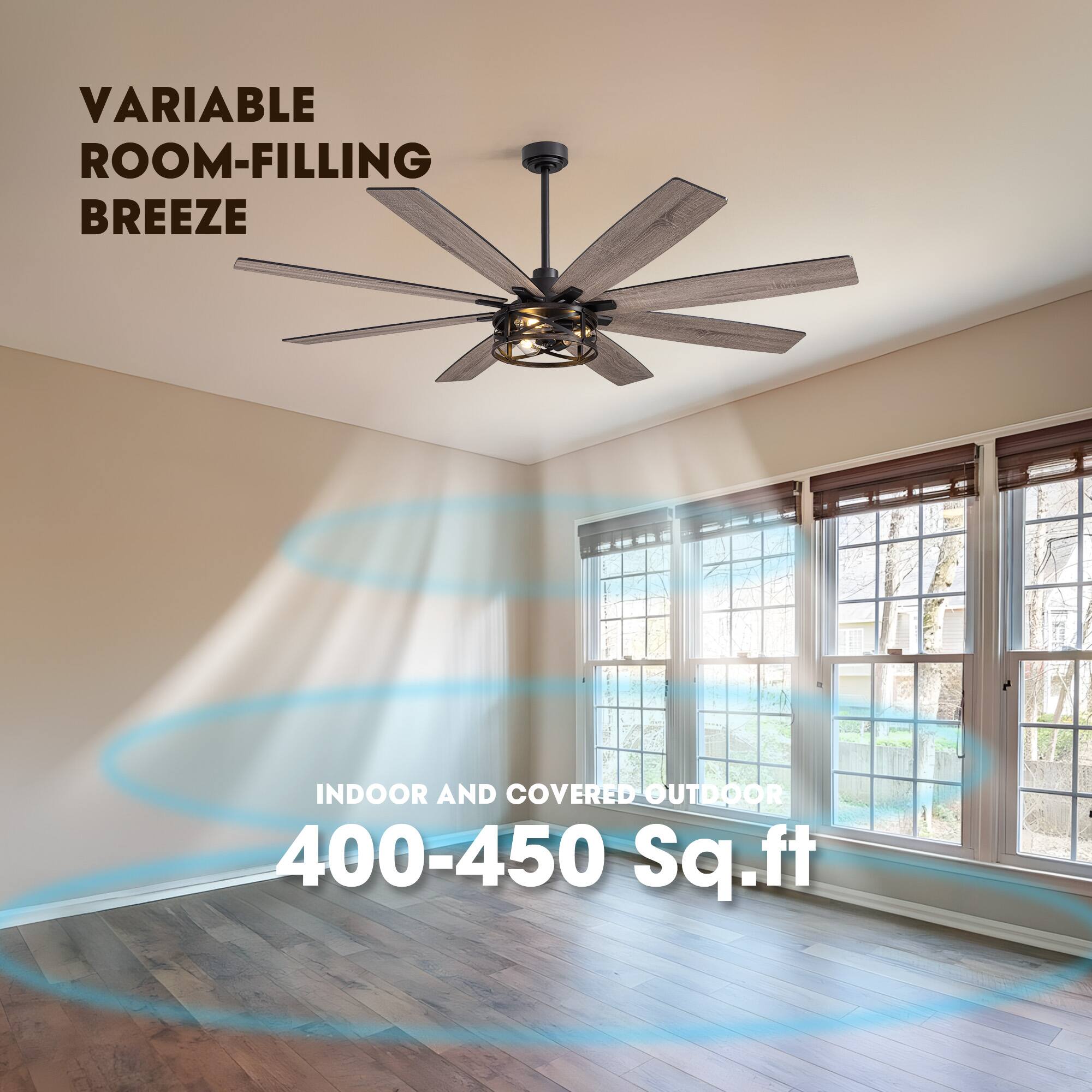 VARIABLE ROOM-FILLING BREEZE  
INDOOR AND COVERED OUTDOOR  
400-450 Sq. ft