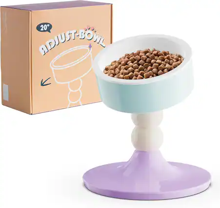 Front. bonoch - Exquisite Neck Protection High-Legged Cat Food Bowl, Anti-Knockover and Adjustable - purple.