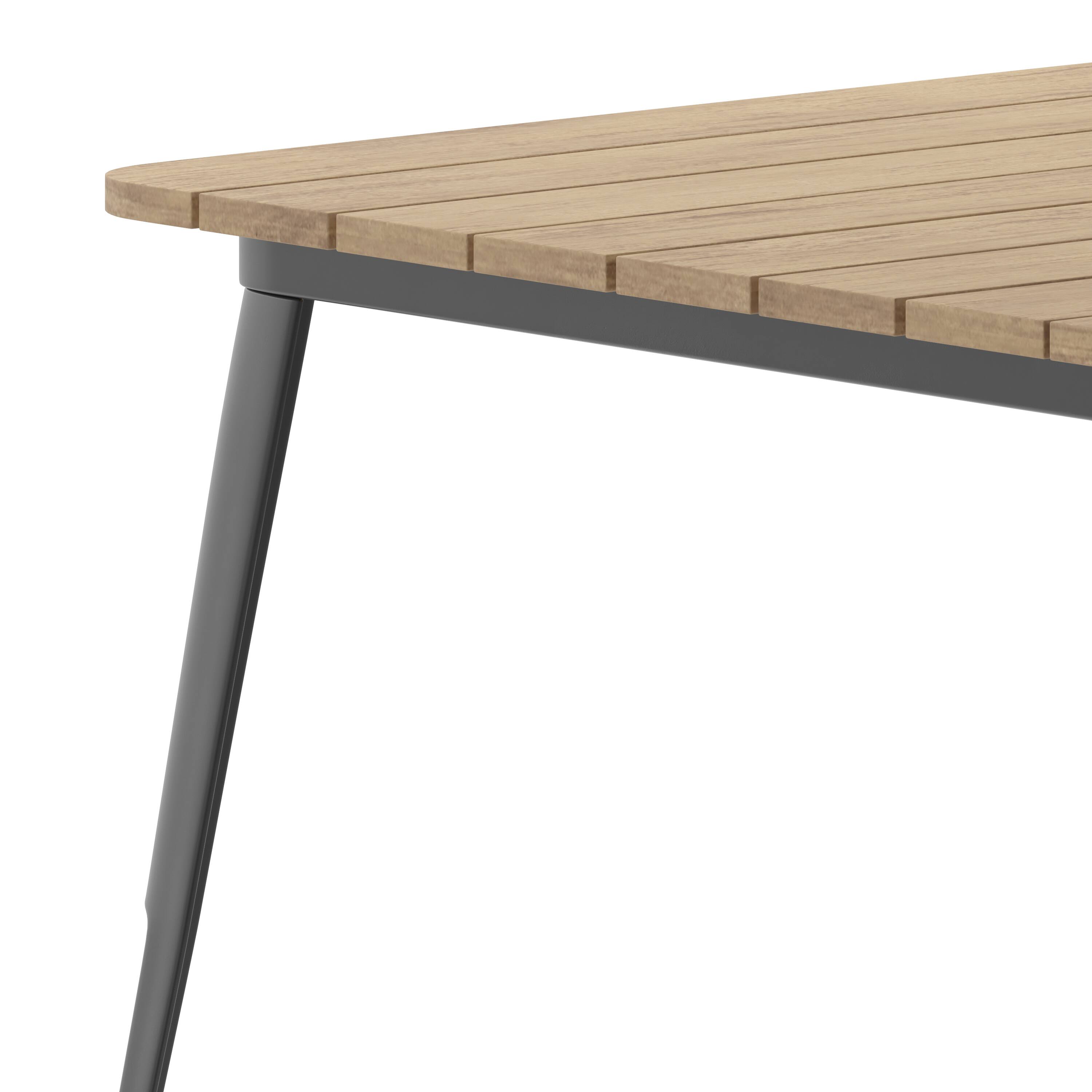Alt View 9. Emma + Oliver - Drew Indoor/Outdoor Dining Table with Umbrella Hole, 36" Square All Weather Poly Resin Top and Steel Base - Brown Top/Black Frame.