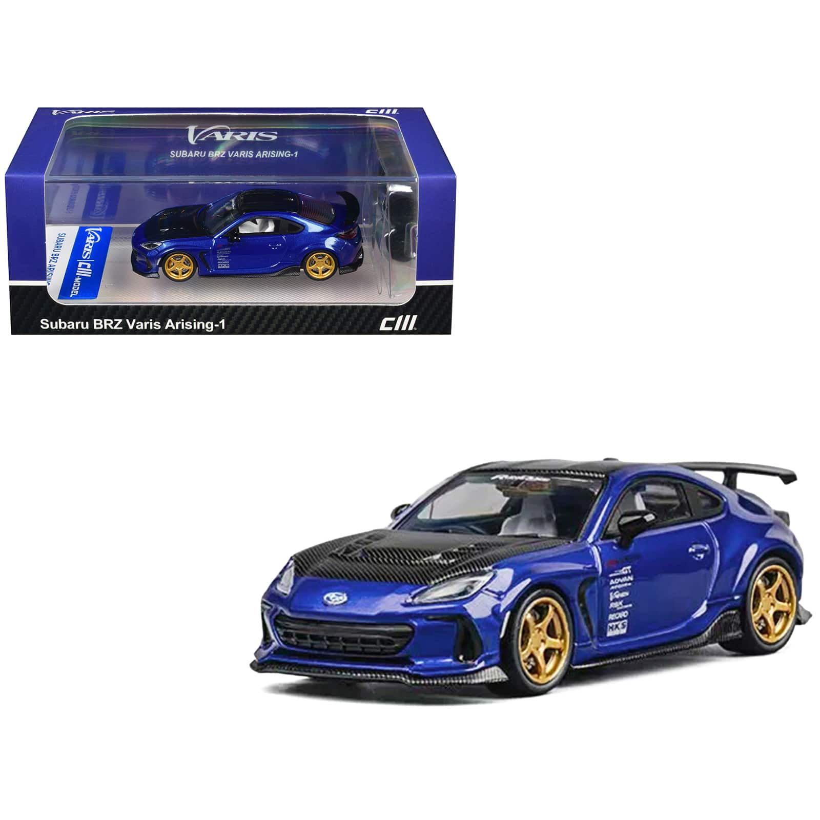 Subaru BRZ Varis Arising-1 RHD Blue Metallic with Carbon Hood & Top and Extra Wheels 1/64 Diecast Model Car by CM Models price history on PriceWatchPro