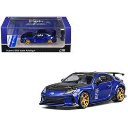 Subaru BRZ Varis Arising-1 RHD Blue Metallic with Carbon Hood & Top and Extra Wheels 1/64 Diecast Model Car by CM Models