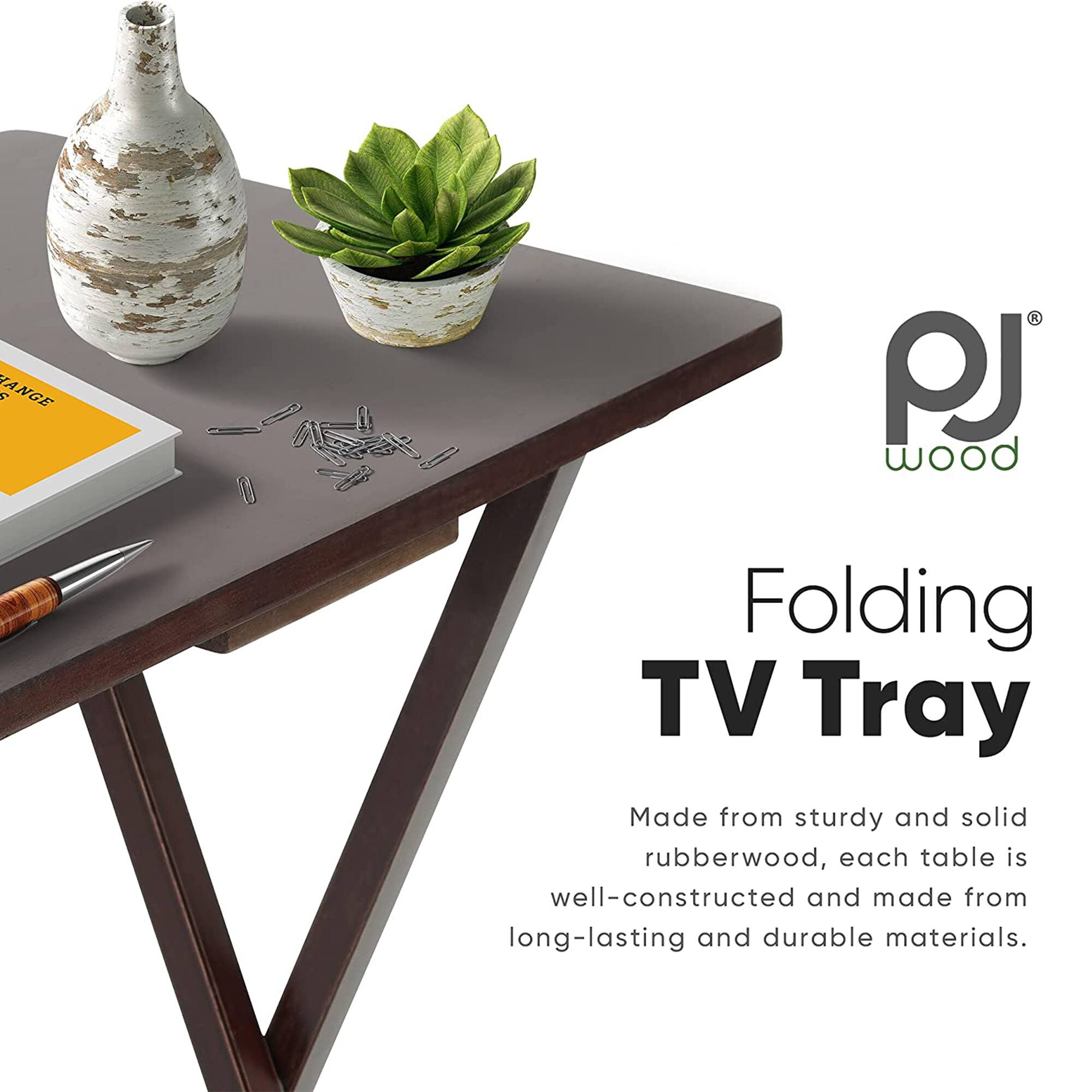 PJ Wood Folding TV Tray

Made from sturdy and solid rubberwood, each table is well-constructed and made from long-lasting and durable materials.