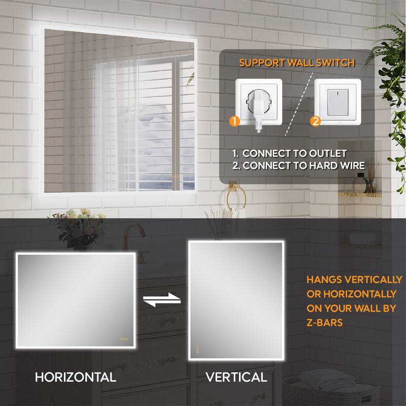 SUPPORT WALL SWITCH

1. CONNECT TO OUTLET
2. CONNECT TO HARD WIRE

HANGS VERTICALLY OR HORIZONTALLY ON YOUR WALL BY Z-BARS

HORIZONTAL

VERTICAL