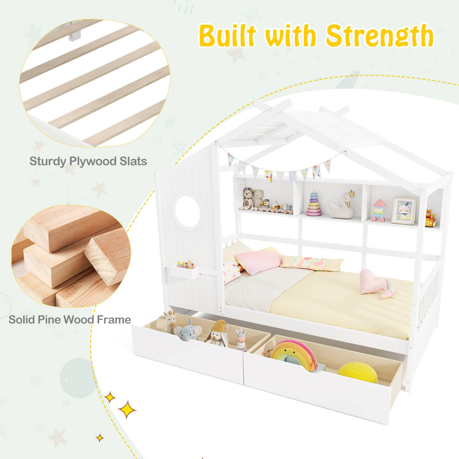 Built with Strength

Sturdy Plywood Slats

Solid Pine Wood Frame