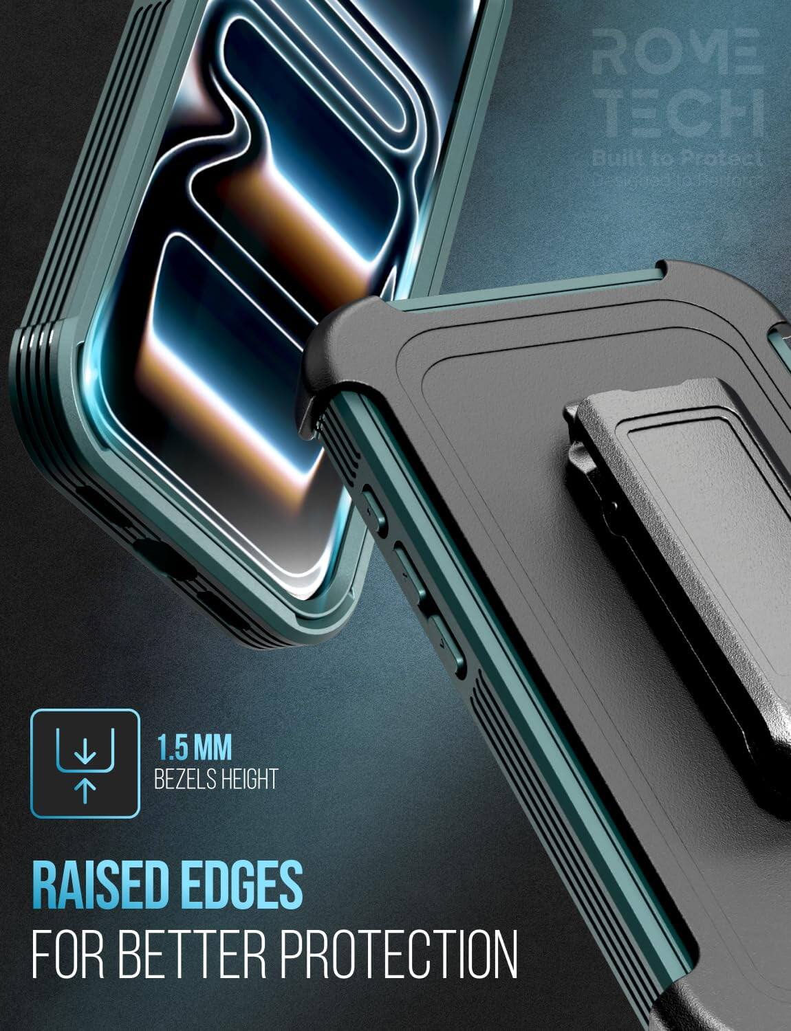ROME TECH  
Built to Protect  
Designs for 1.5 MM BEZELS HEIGHT RAISED EDGES FOR BETTER PROTECTION