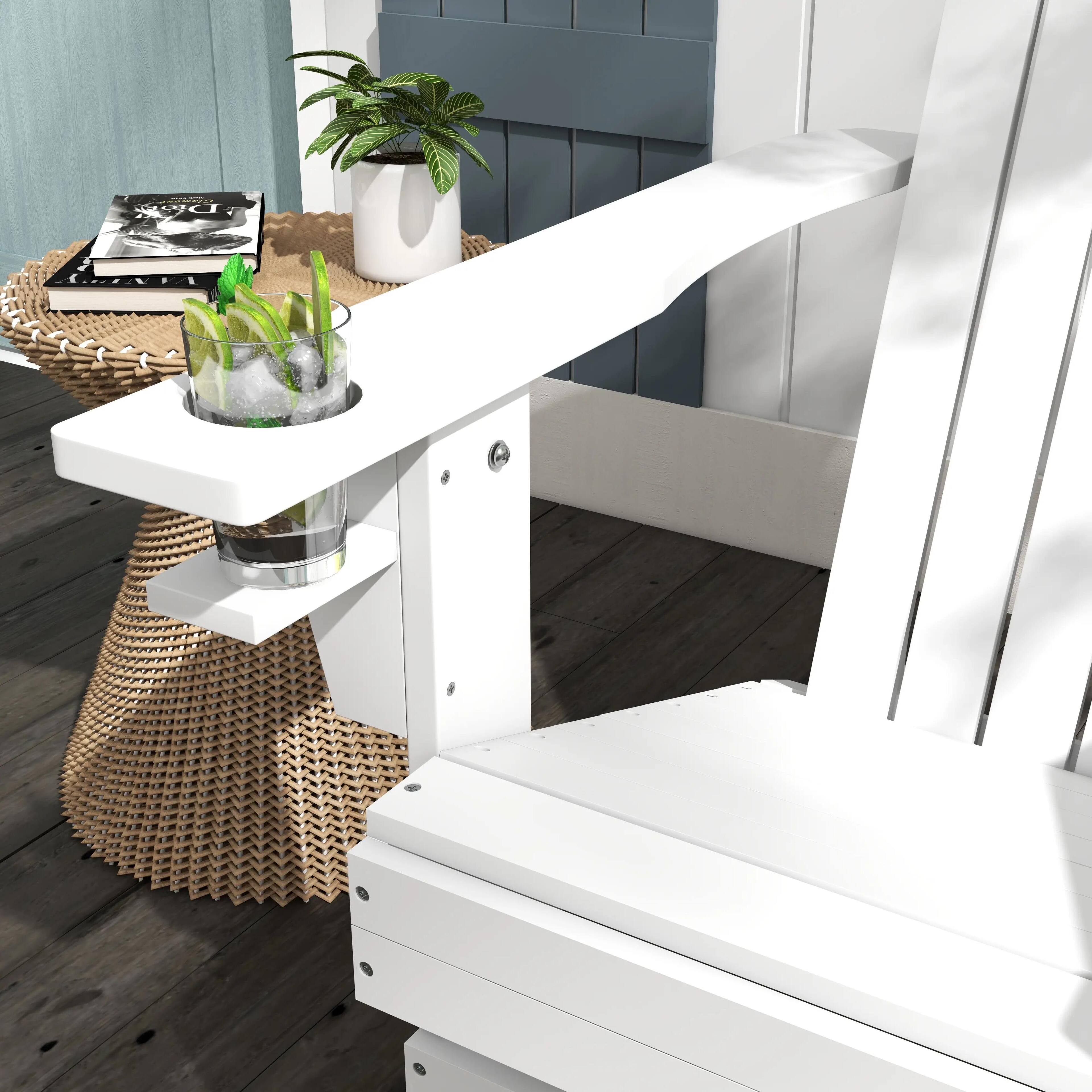 Left. Resenkos - Resenkos Oversized Adirondack, Outdoor Fire Pit Seating, Classic Log Lounge, Built-in Cupholder, White - White.