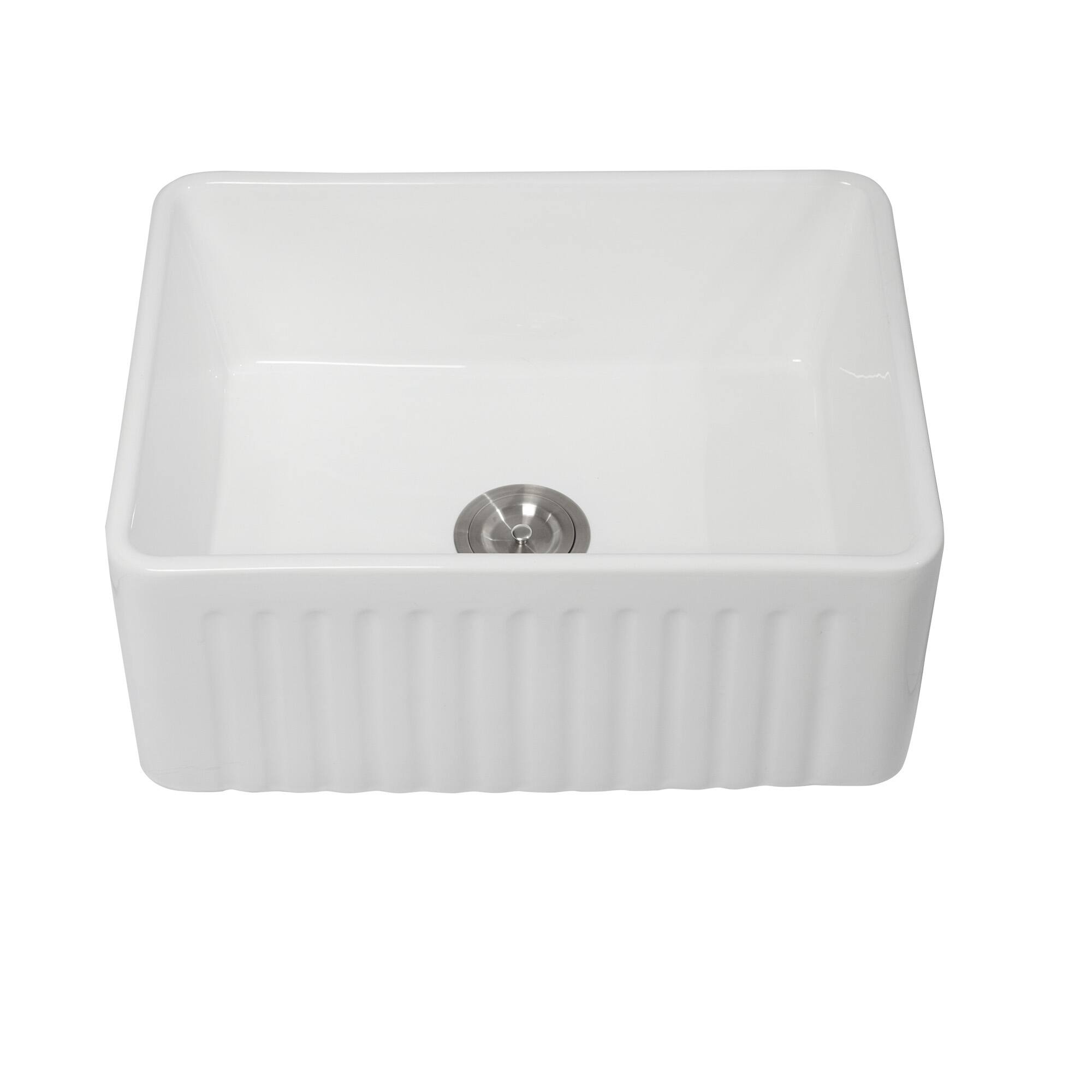 Angle. Siljoy - Small Farmhouse Sink - 24 x 18 x 10" Kitchen Sink White Apron-Front Ceramic Single Bowl Reversible Laundry Room Sink - White.