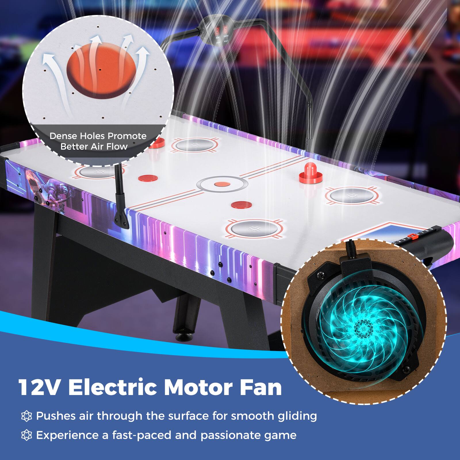 Gymax Air Hockey Table for Kids & Adults w/Digital LED Scoreboard