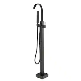 Boyel Living - Modern Single-Handle Freestanding Tub Faucet with Handheld Shower, Water Supply Hoses and Hardware in - Matte Black