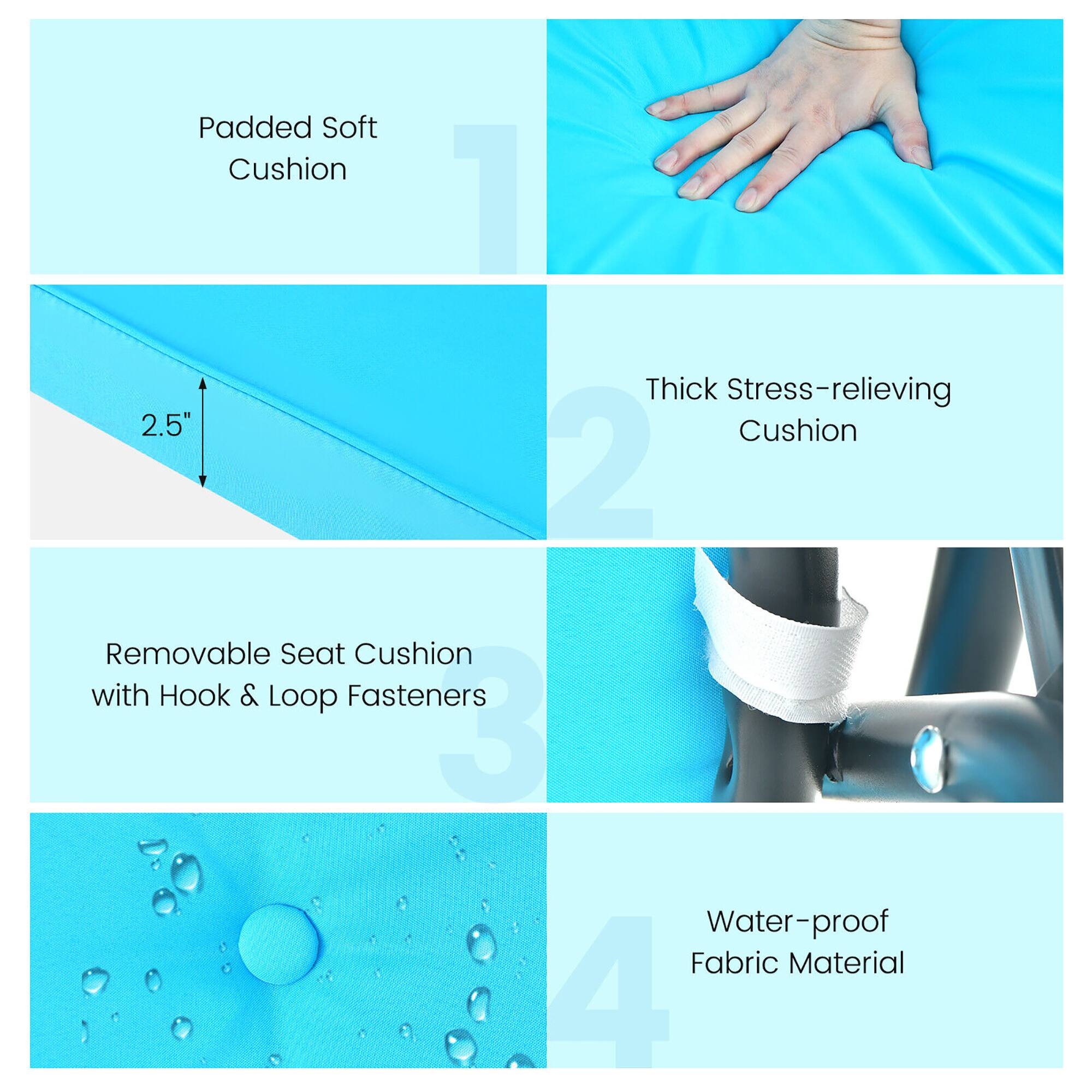 Alt View 8. Gymax - Gymax 3-Seat Outdoor Converting Patio Swing Glider Adjustable Canopy Porch Swing Blue - Blue.