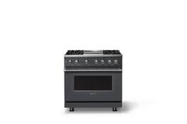 Viking - 36 in. Wide 4 Burner Pro 5 Series 5.6 Cu. Ft. Freestanding Sealed LP Dual Fuel Convection Range/Griddle - Cast Black - Cast Black