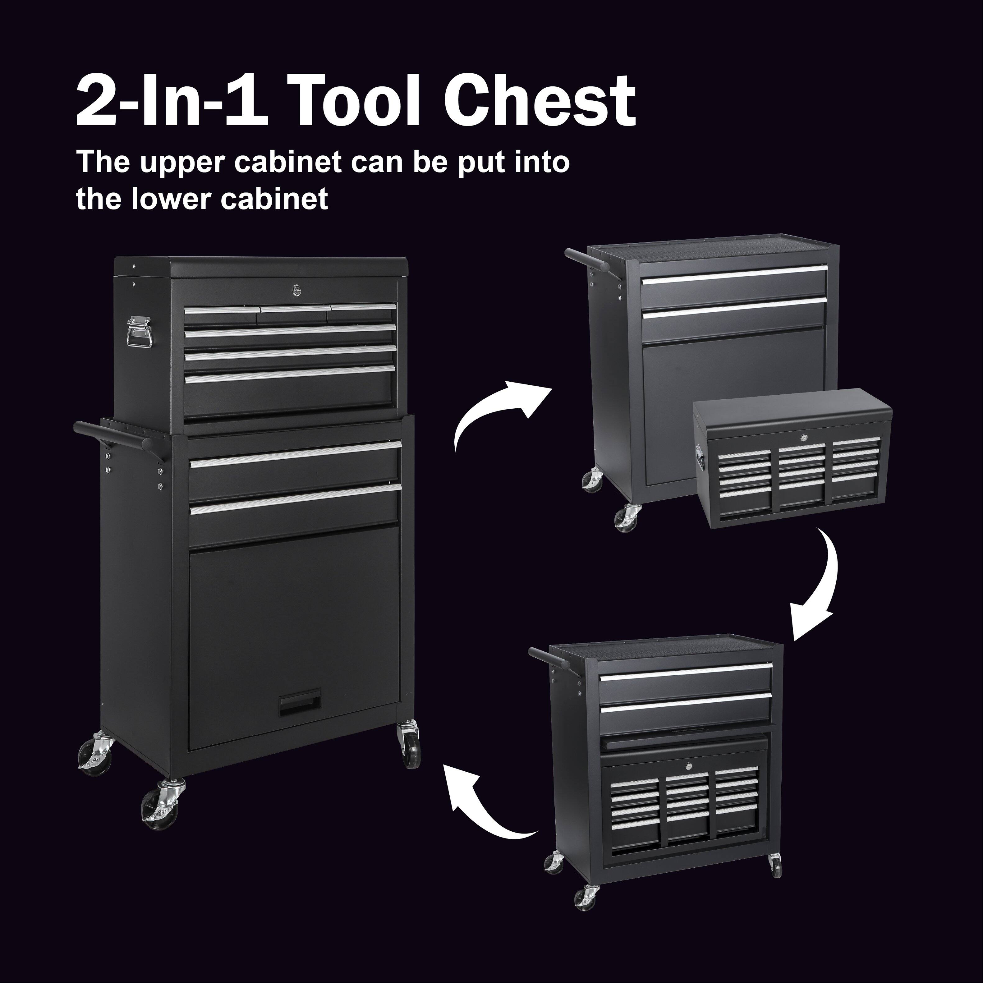 2-In-1 Tool Chest
The upper cabinet can be put into the lower cabinet