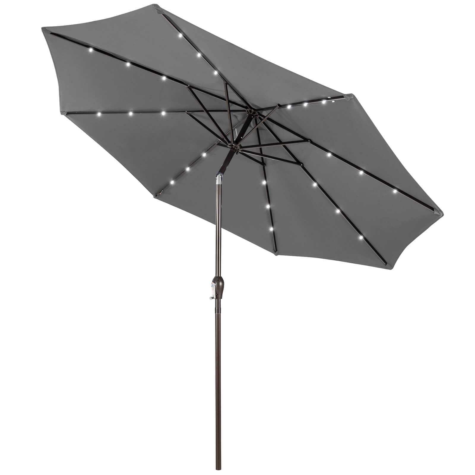 Gymax - 10FT Solar Umbrella LED Market Steel Tilt w/ Crank Patio - Gray price history on PriceWatchPro