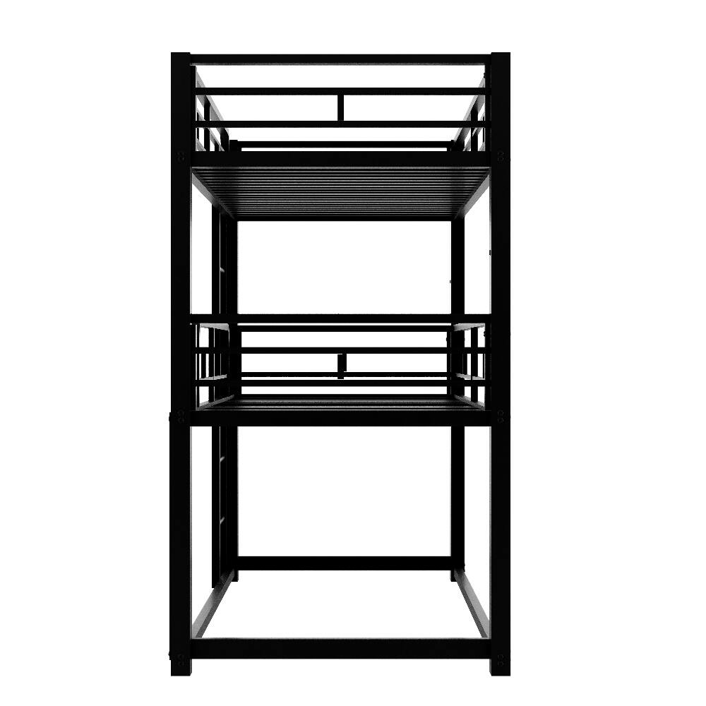Alt View 7. Loheer - Loheer Metal Triple Bunk Bed Twin Over Twin Over Twin Black Heavy Duty Space Saving Frame - Black.