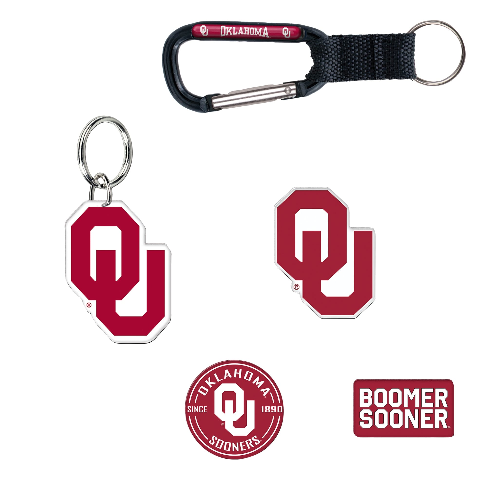 WinCraft - Oklahoma Sooners 5-Pack Key Ring and Fridge Magnet Set - Multicolor