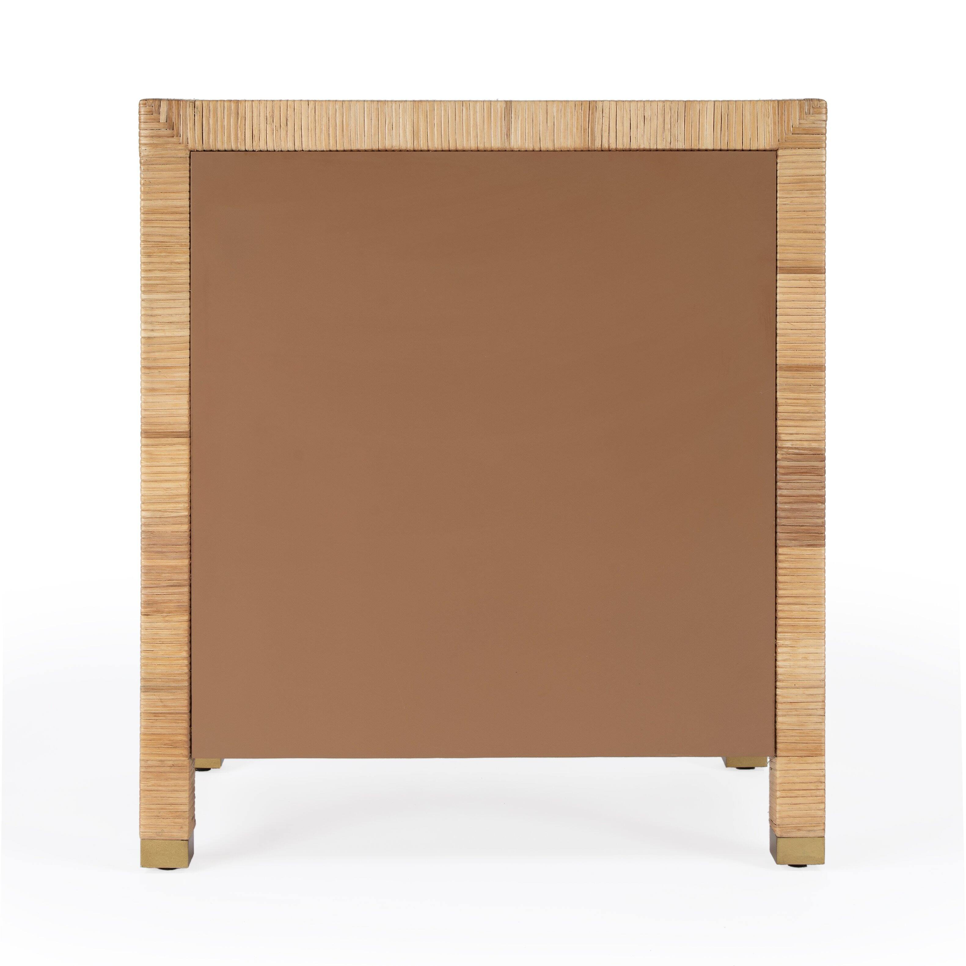 Alt View 5. Butler Specialty - Corfu 25 in. W Rectangular Rattan 3 Drawer Nightstand - Natural and White.