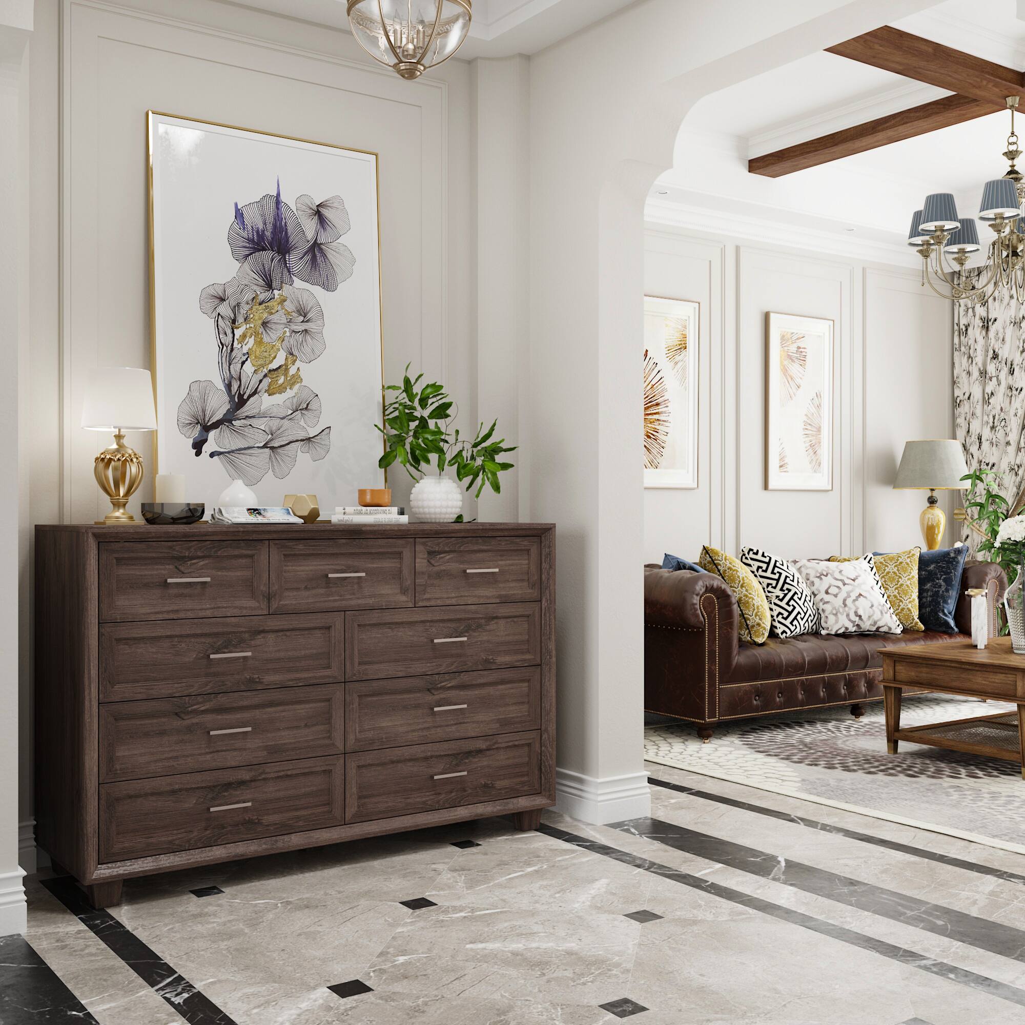 Alt View 7. Famapy - Famapy 9 - Drawer Horizontal Dresser: Retro - Inspired, Wood - Grain Organizer - Brown.